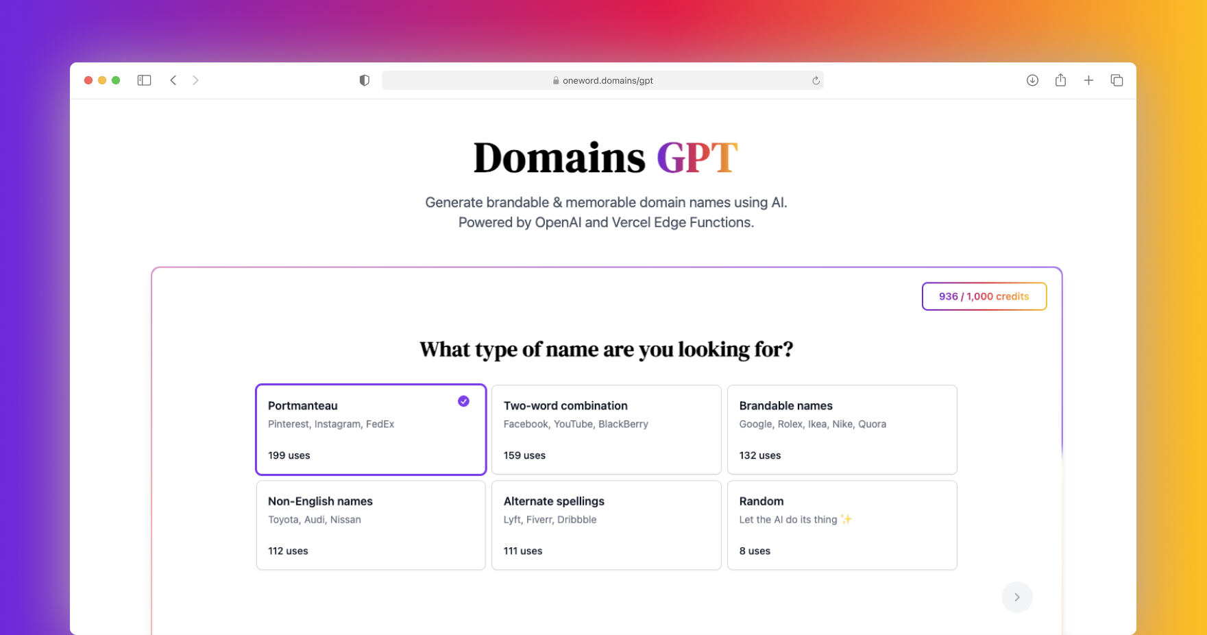 DomainsGPT - Best AI Domain Name Generator in 2023 | One Word ...